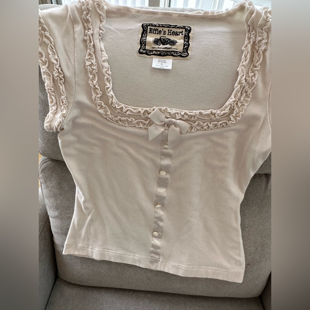 Cap sleeve Top in ivory by Effie’s Heart size M